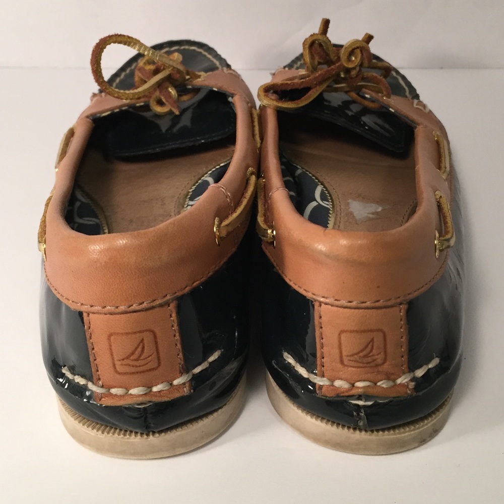 SPERRY Navy Blue/Brown Gold Lace Shoes 6.5M US - Picture 3 of 8